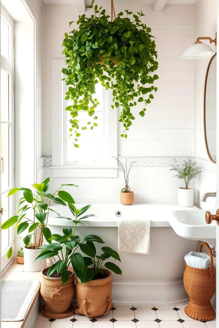 Incorporating Natural Greenery for Freshness - 22 Modern Farmhouse Bathroom Ideas