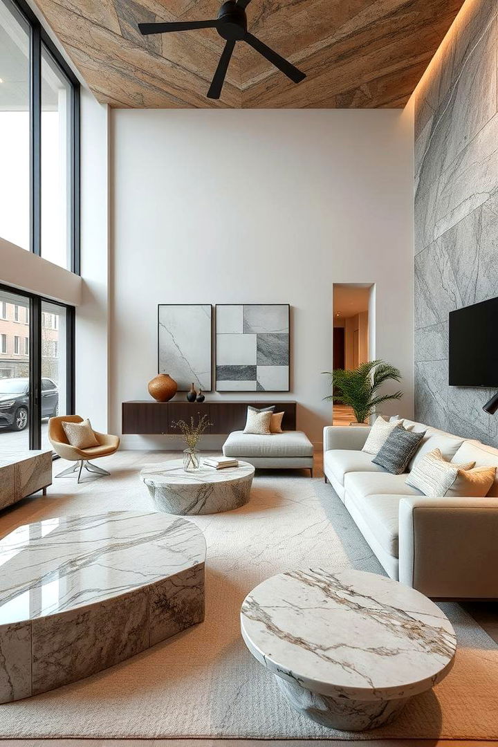 Incorporating Natural Stone Accents - 22 Organic Modern Living Room Design Ideas