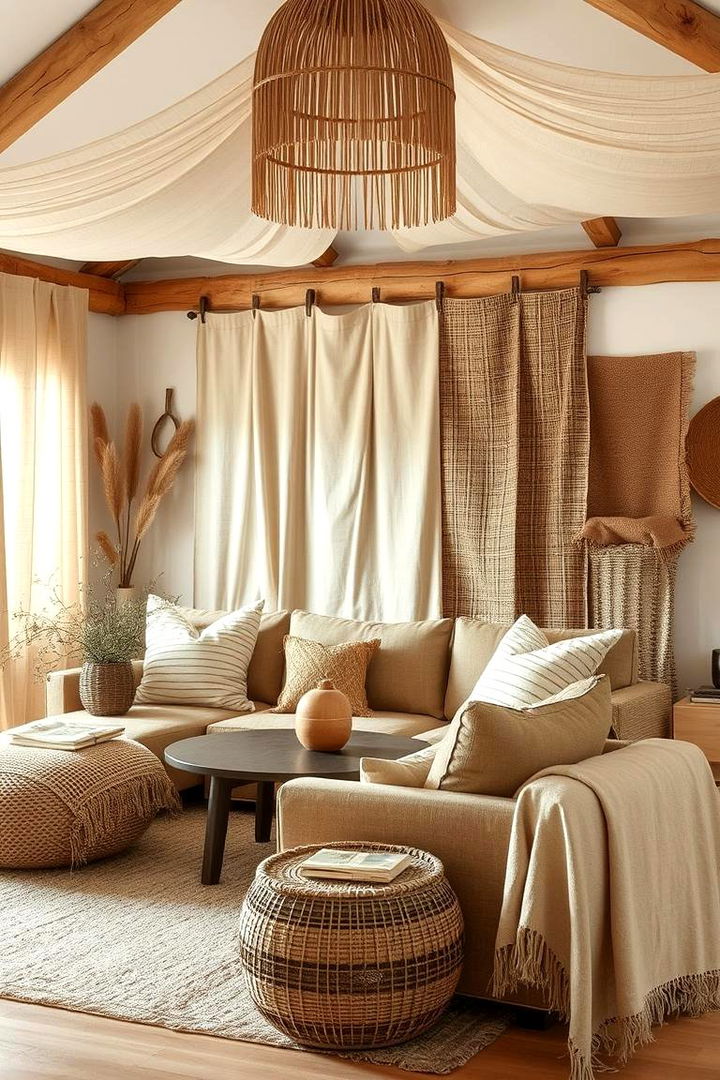 Incorporating Organic Textiles - 22 Primitive Living Room Ideas