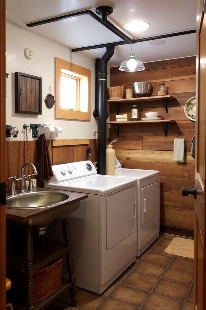 Incorporating Vintage Charm with Rustic Accents - 22 basement laundry room ideas