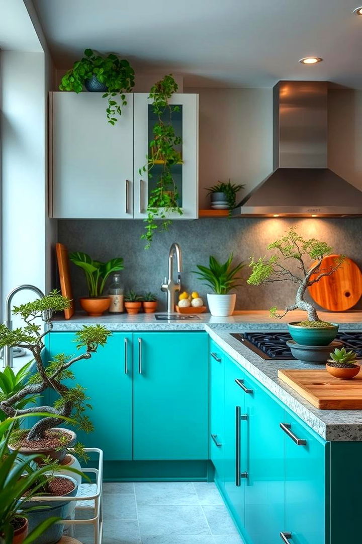 Incorporation of Bonsai and Greenery - 22 Japanese Style Kitchen Ideas