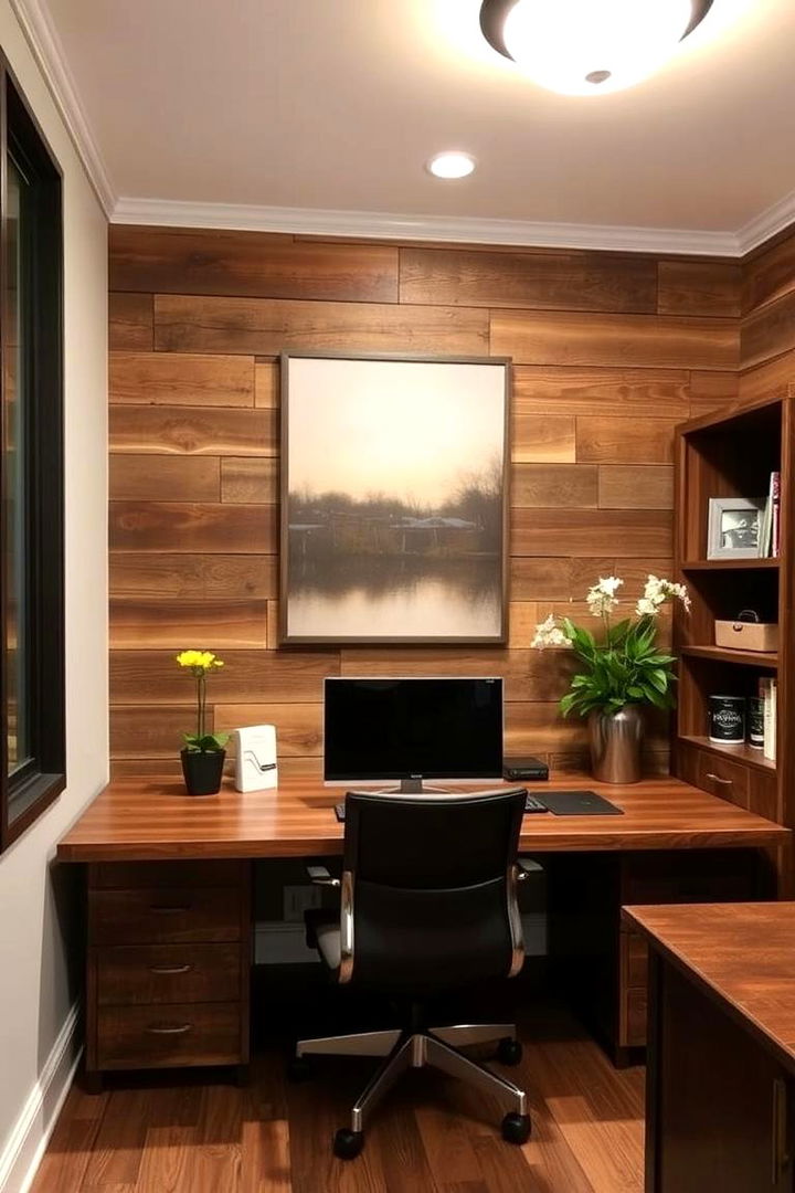 Incorporation of Reclaimed Wood Accents - 22 Green Home Office Ideas