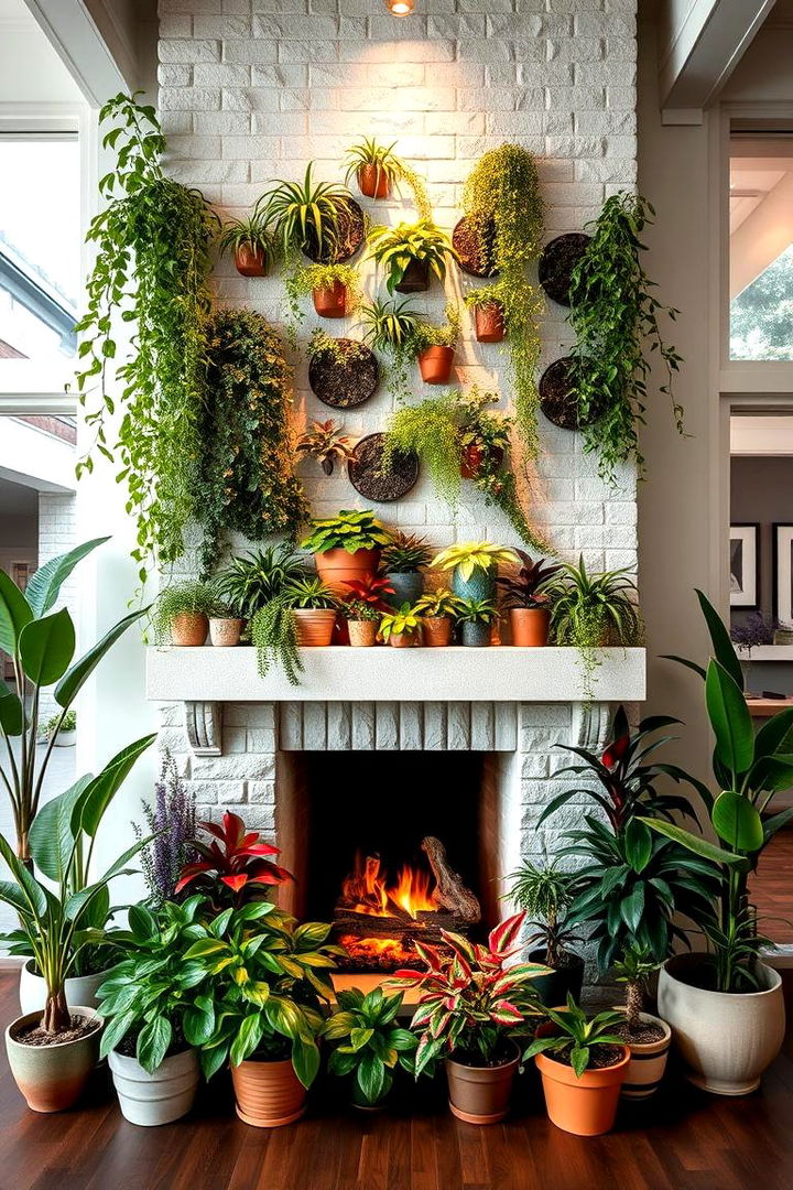 Indoor Garden Accents - 22 Green Fireplace Ideas