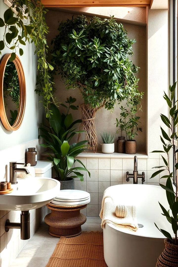 Indoor Garden Integration Fresh Bathroom Botanicals - 22 Olive Green Bathroom Ideas