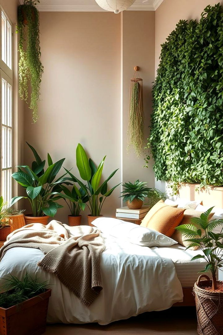 Indoor Garden Retreat - 22 Green and Beige Bedroom Ideas