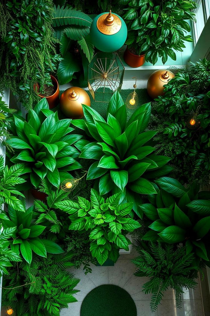 Indoor Greenery Harmonies - 22 Emerald Green and Gold Living Room Ideas