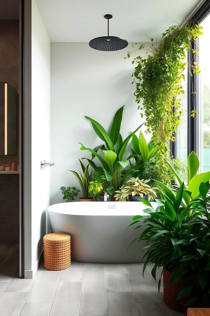 Indoor Greenery for Natural Vitality - 22 Japandi Bathroom Ideas