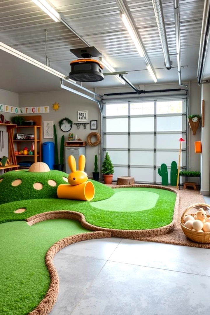 Indoor Mini Golf Corner - 22 Garage Game Room Ideas