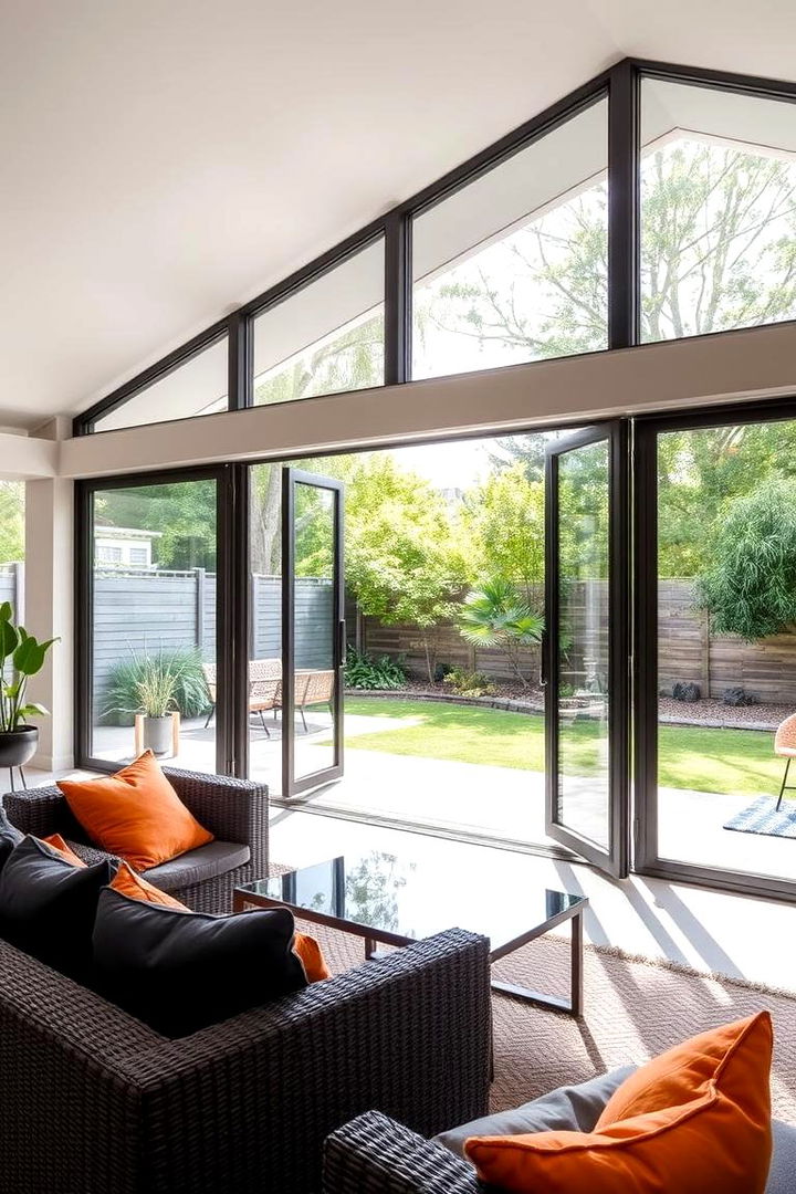 Indoor Outdoor Flow - 22 Black and Orange Living Room Ideas