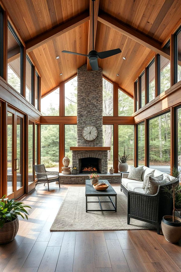 Indoor Outdoor Flow Sunroom - 22 Sunroom With Fireplace Ideas