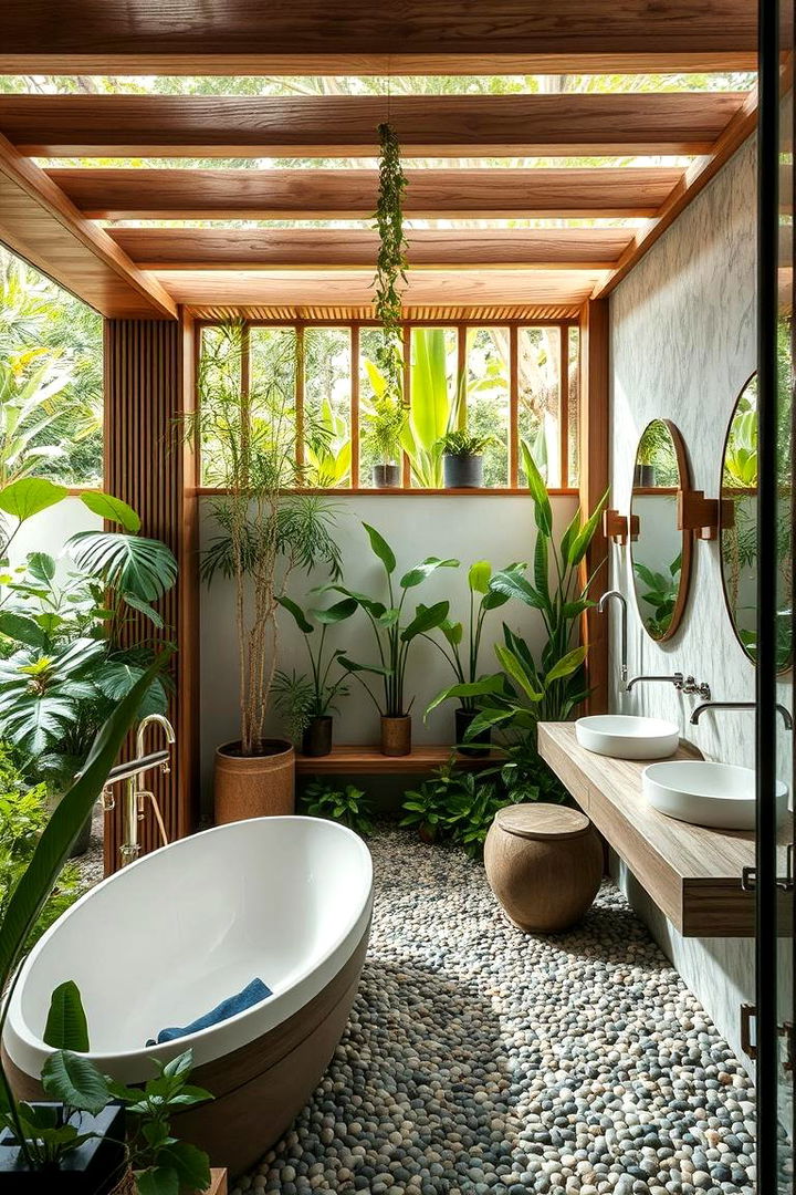 Indoor Outdoor Fusion - 22 Pebble Tile Bathroom Ideas