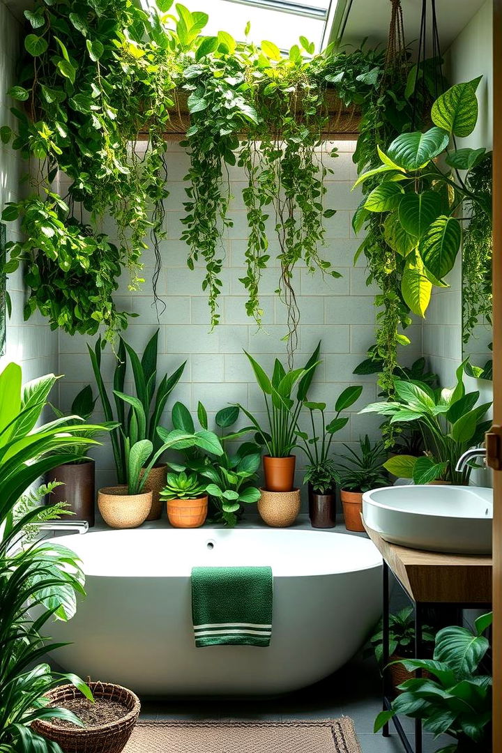 Indoor Plant Integration - 22 Forest Green Bathroom Ideas