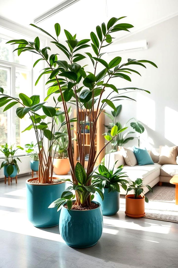 Indoor Plants - 22 Teal and Grey Living Room Ideas