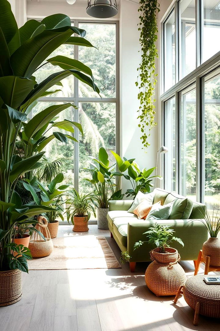 Indoor Plants Enhancing Sage Bliss - 22 sage green couch living room ideas