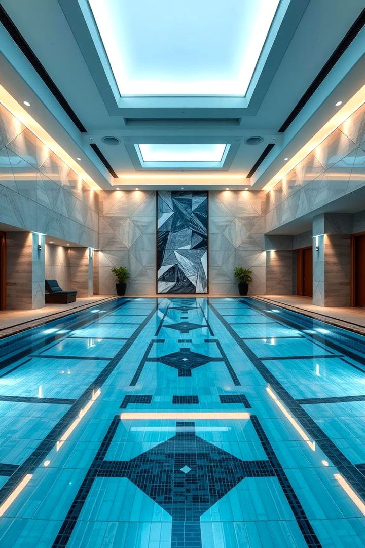 Indoor Pool with Contemporary Geometric Patterns - 22 Indoor Pool Ideas