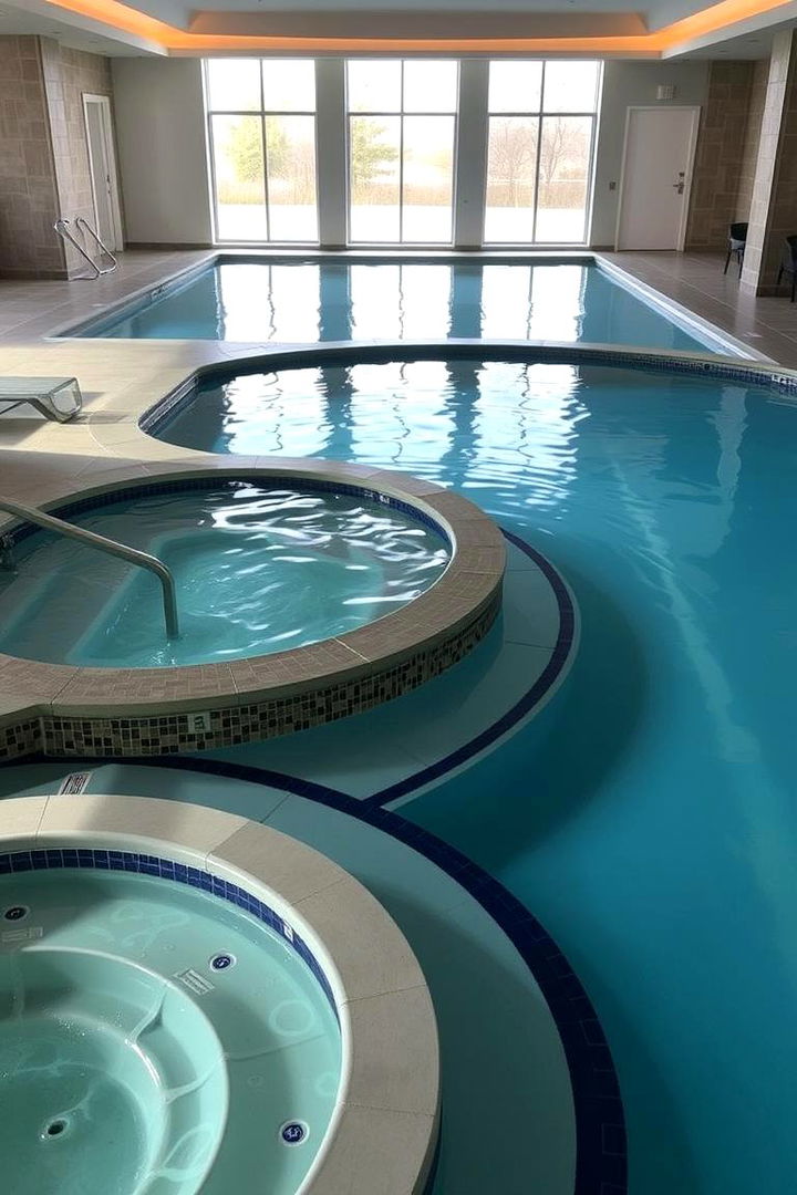 Indoor Pool with Integrated Hot Tub - 22 Indoor Pool Ideas