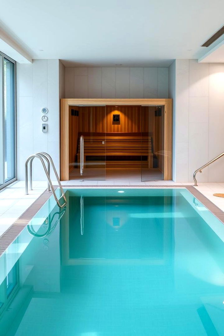 Indoor Pool with Integrated Sauna and Steam Room - 22 Indoor Pool Ideas