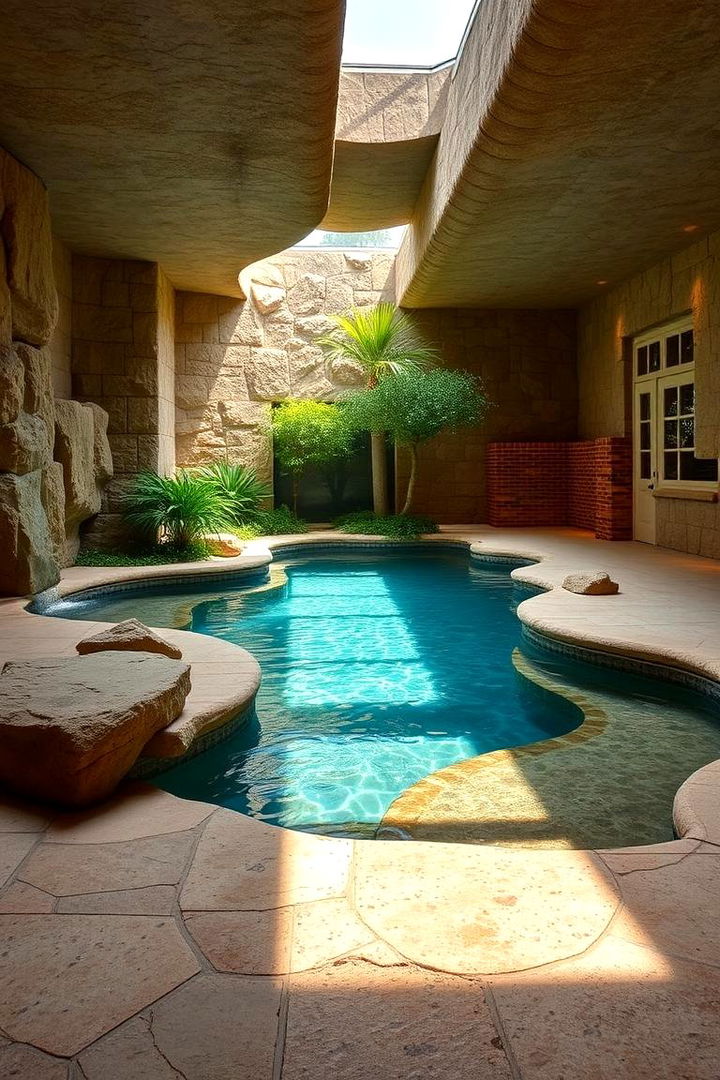 Indoor Pool with Natural Stone Surrounds - 22 Indoor Pool Ideas