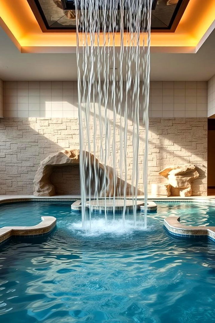 Indoor Pool with Waterfall Feature - 22 Indoor Pool Ideas