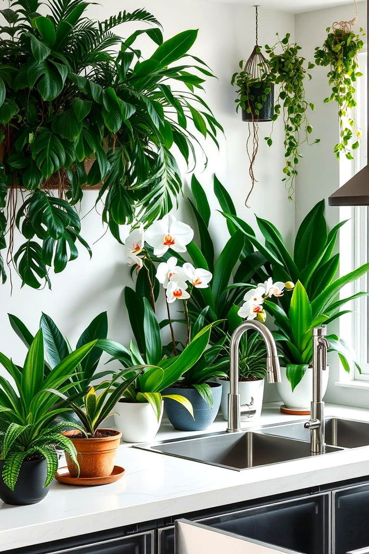 Indoor Tropical Green Oasis - 22 Tropical Kitchen Ideas