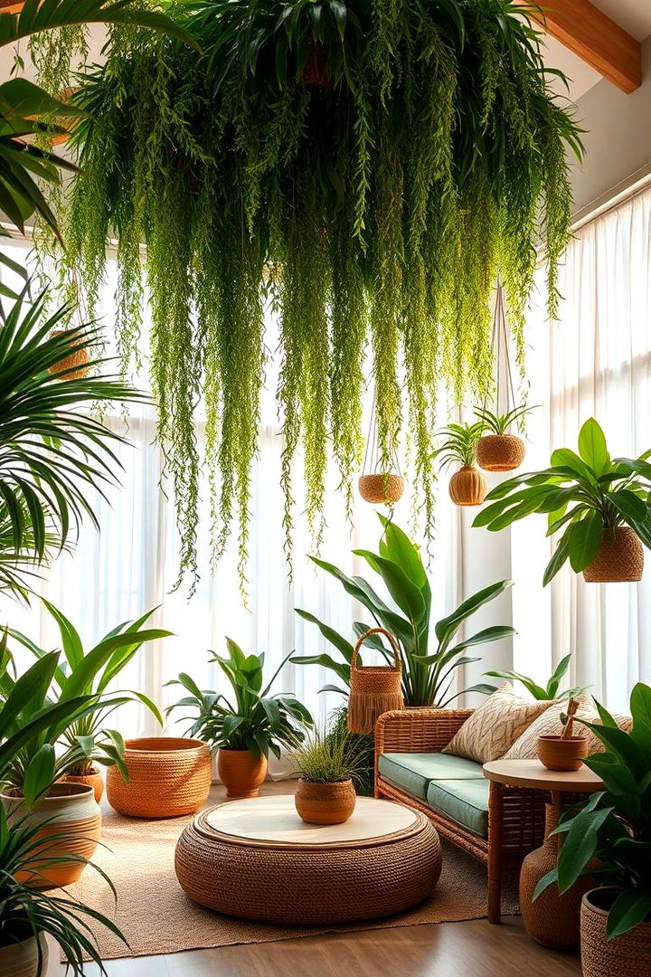 Indoor Tropical Greenery - 22 Boho Beach Bedroom Ideas