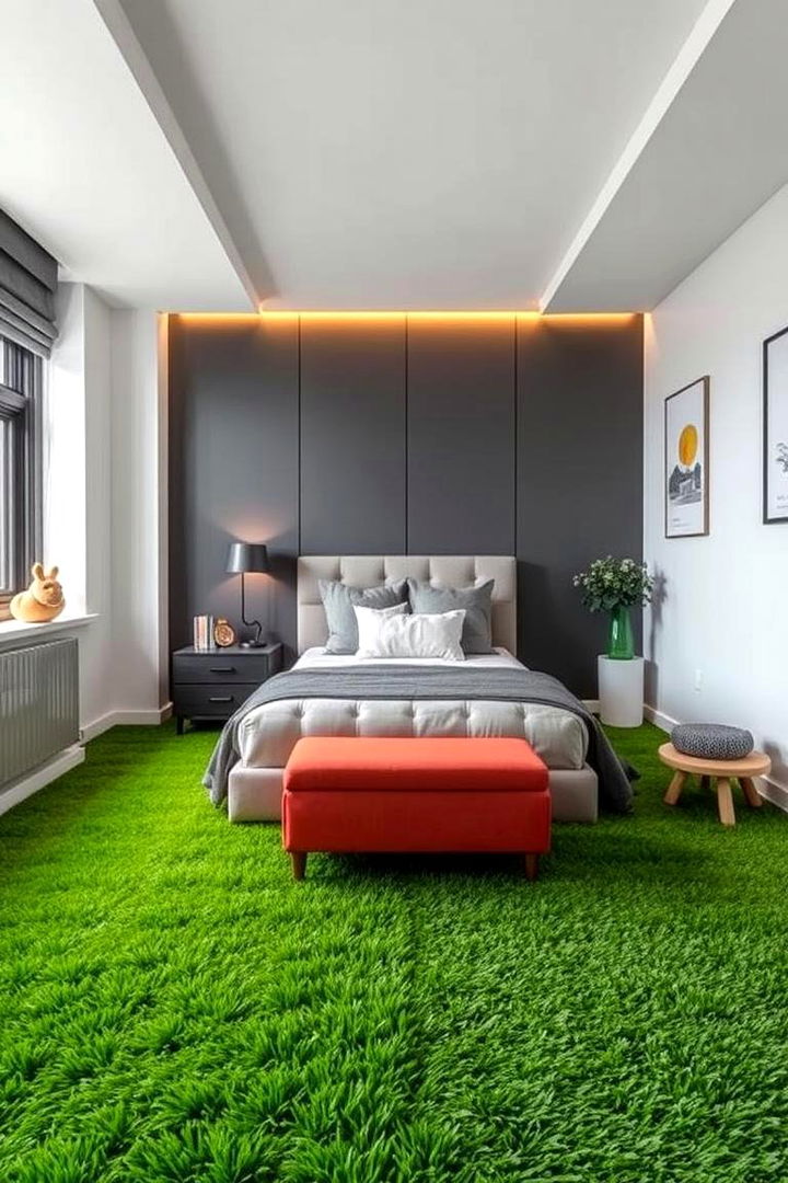 Indoor Turf Accents - 22 Soccer Themed Bedroom Ideas