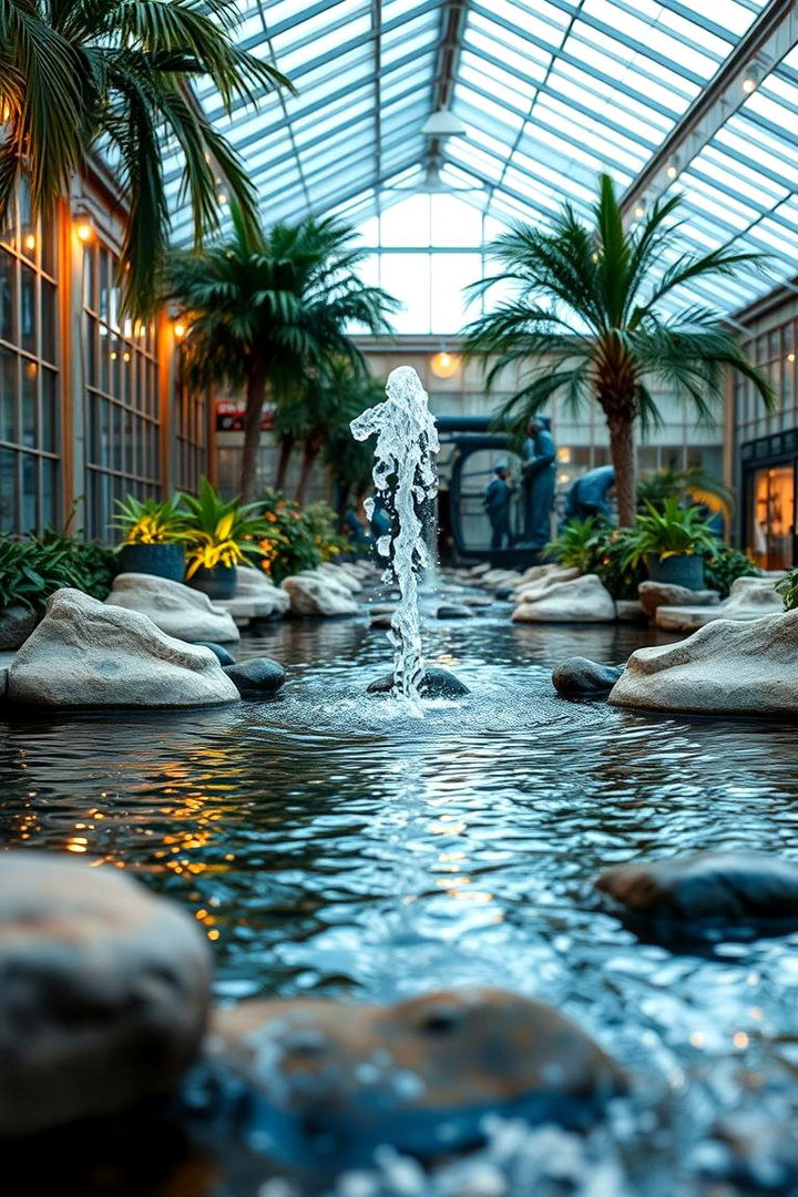 Indoor Water Feature - 22 Greenhouse Decor Ideas