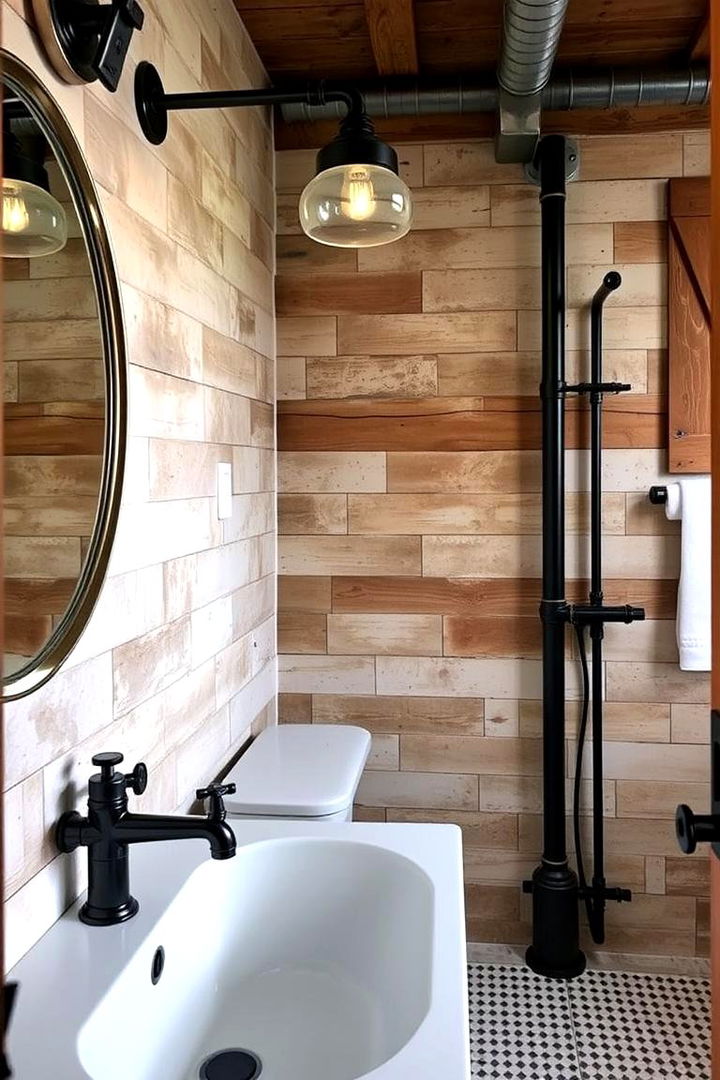 Industrial Accents Integration - 22 Farmhouse Bathroom Ideas