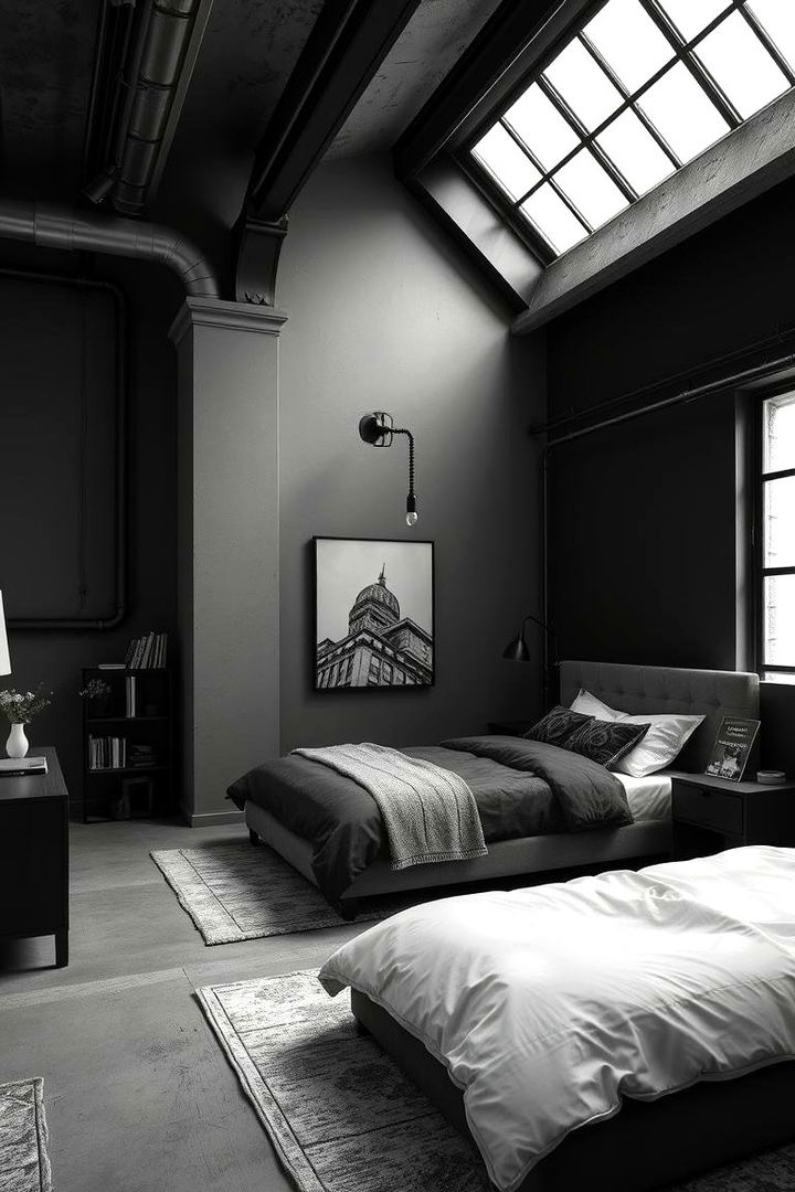 Industrial Black and White - 22 Bedroom Painting Ideas With Two Colors