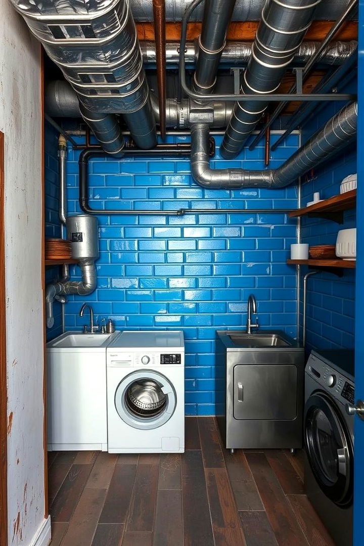 Industrial Blue Edge - 22 Blue Laundry Room Ideas