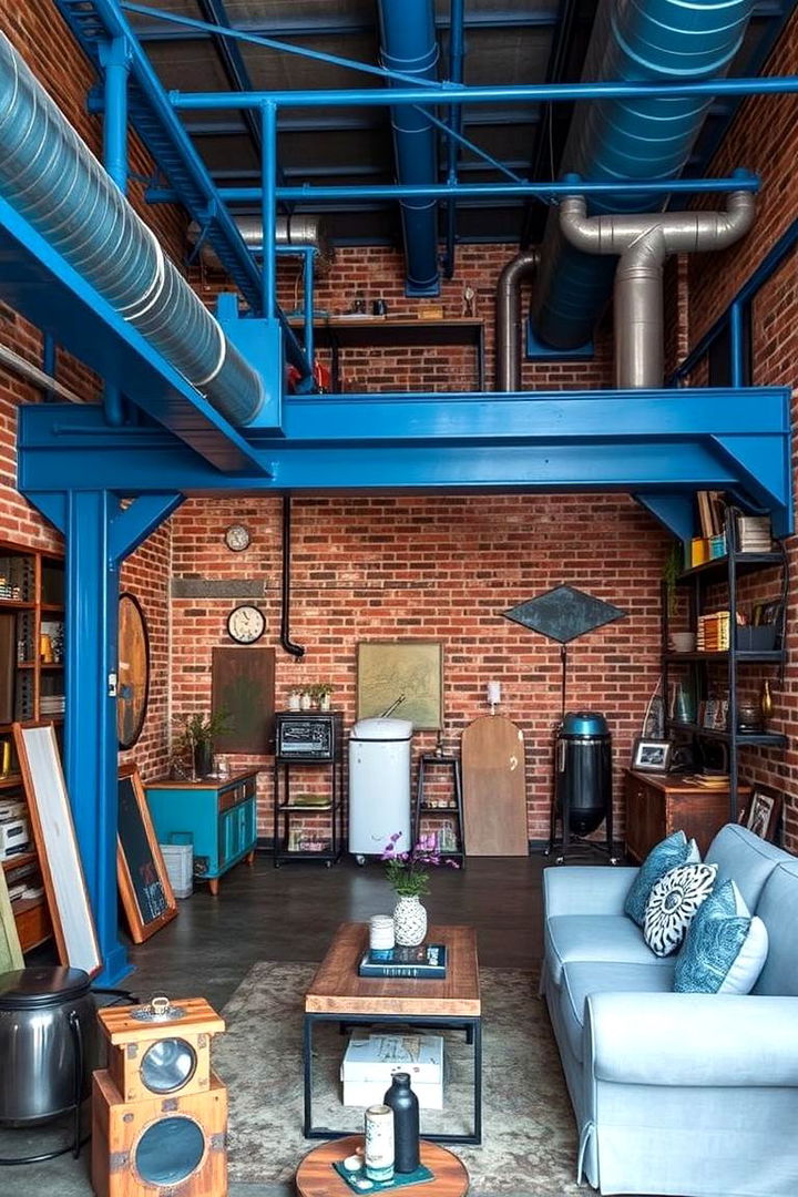 Industrial Blue Fusion - 22 Blue Room Ideas