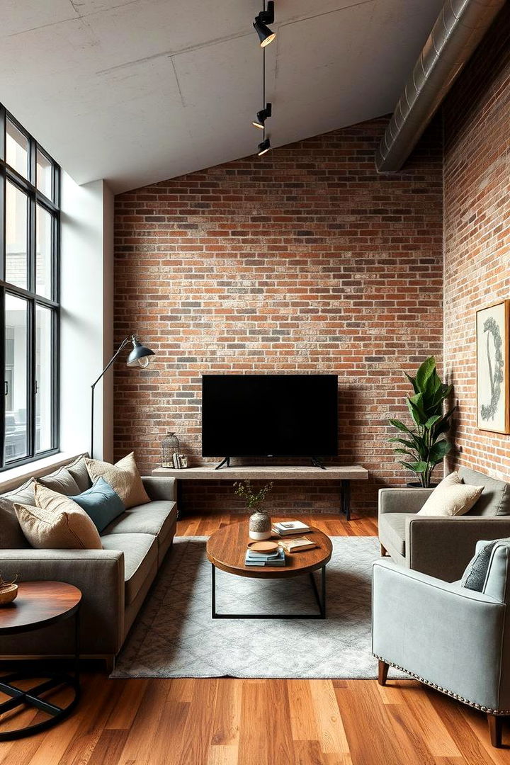 Industrial Brick Accent Wall - 22 Tv Accent Wall Ideas