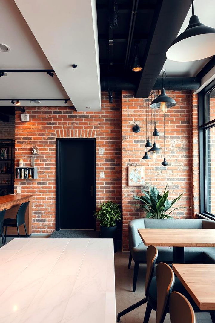 Industrial Brick Facade - 22 Living Room Accent Wall Ideas