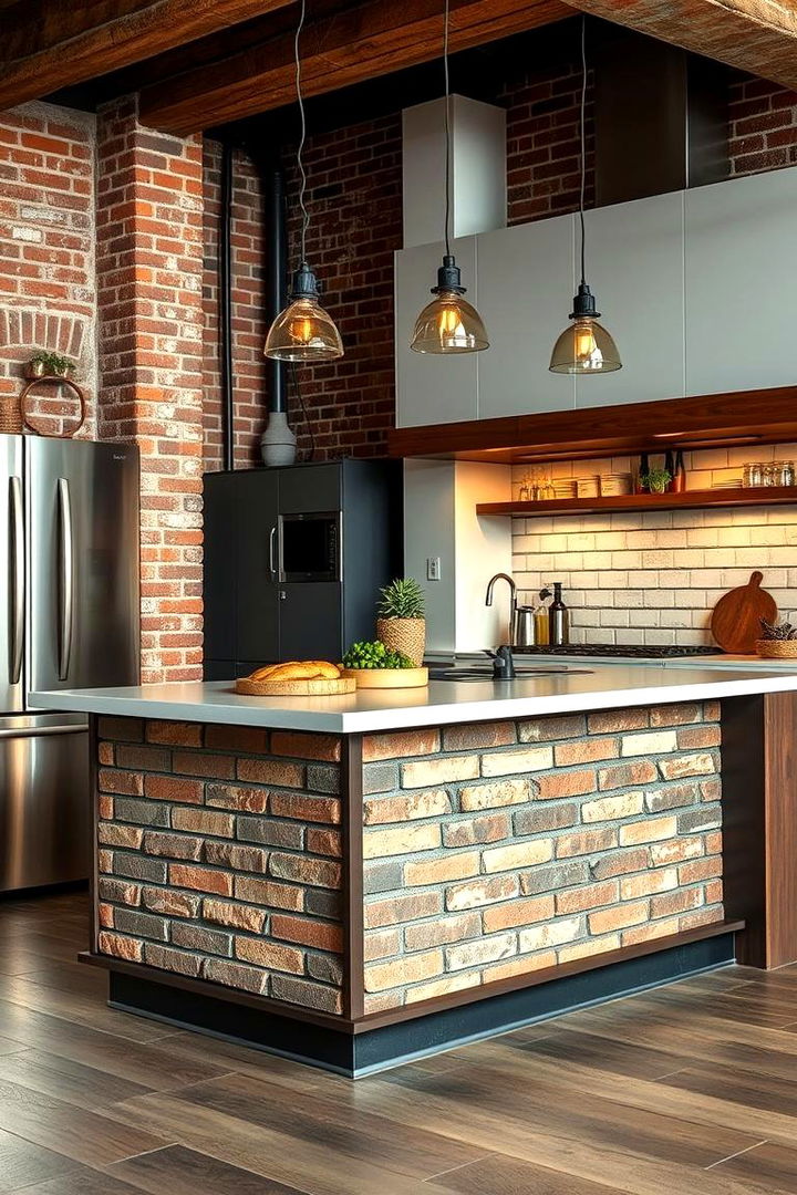 Industrial Brick Panel - 22 Kitchen Island Back Panel Ideas