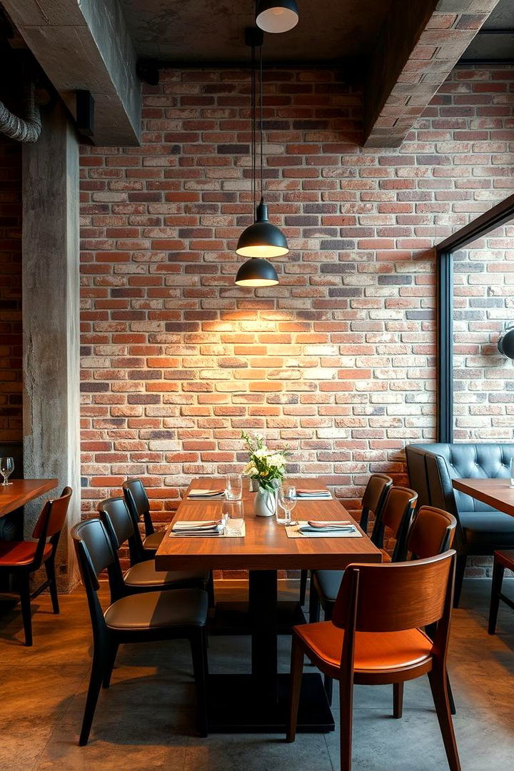 Industrial Brick Texture Feature - 22 Dining Room Accent Wall Ideas