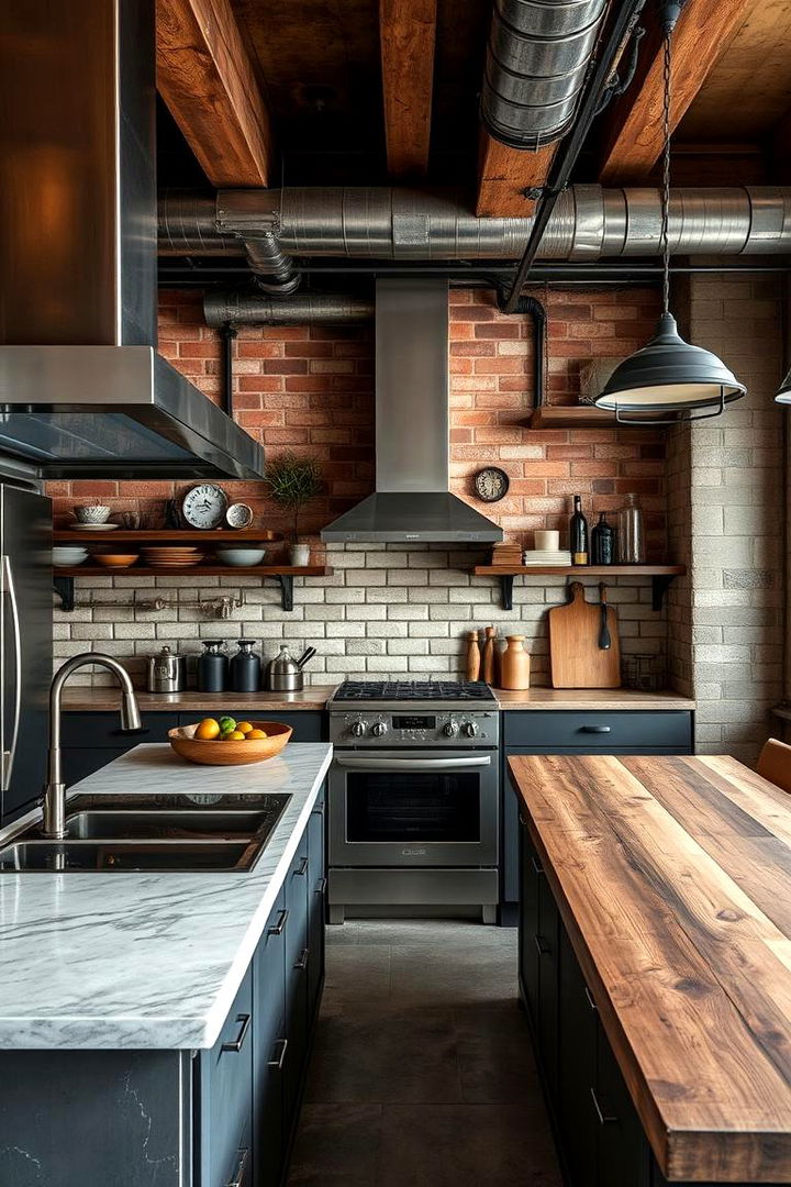 Industrial Brown Accents - 22 Brown Kitchen Ideas