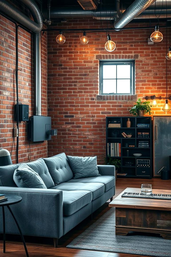 Industrial Chic Appeal - 22 Grey Couch Living Room Ideas