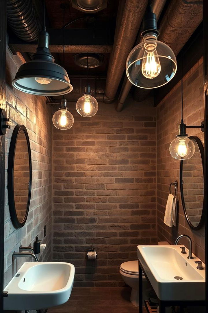 Industrial Chic Bathroom Accents - 22 Bathroom Pendant Lighting Ideas