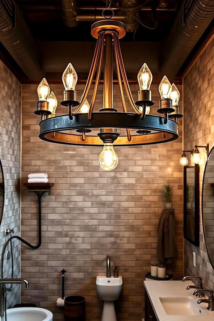 Industrial Chic Bathroom Chandelier - 22 Bathroom Chandelier Ideas