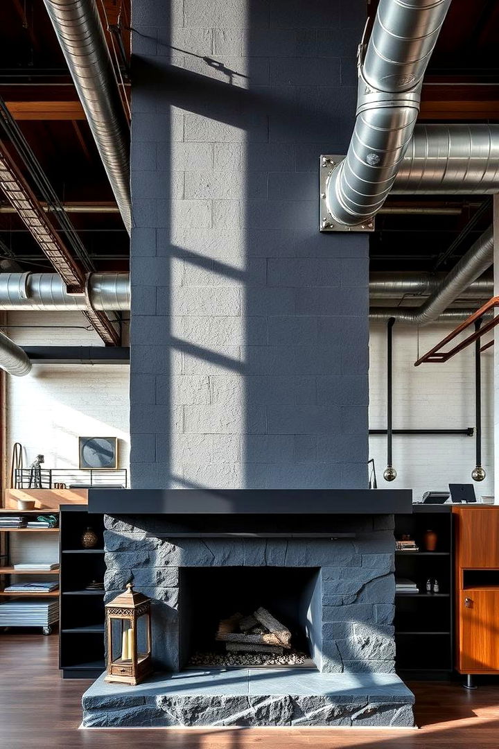 Industrial Chic Black Stone Fireplace - 22 Black Stone Fireplace Ideas