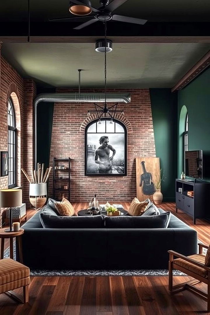 Industrial Chic Blend - 22 Dark Green Living Room Ideas