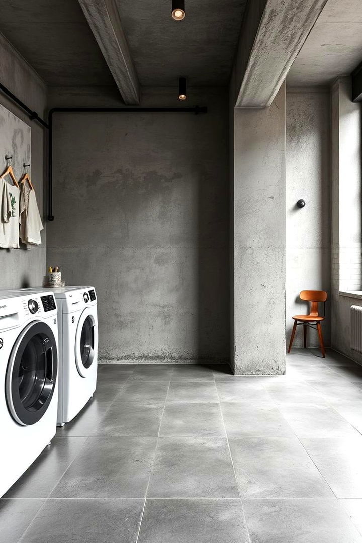 Industrial Chic Concrete Tiles - 22 Laundry Room Tile Ideas