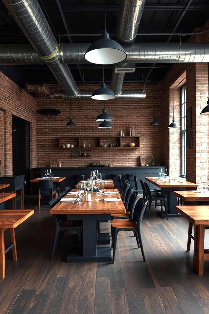 Industrial Chic Elements - 22 dark wood floor dining room ideas