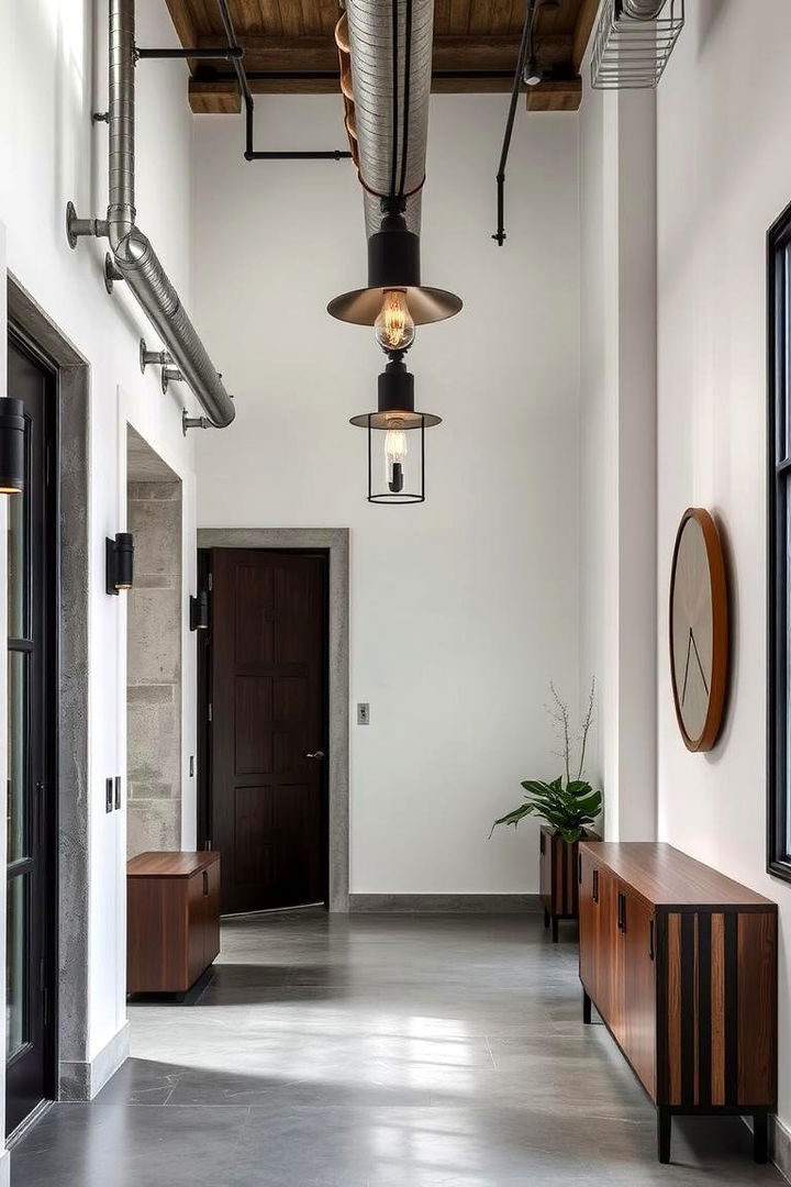Industrial Chic Entrance - 22 Black and White Entryway Design Ideas