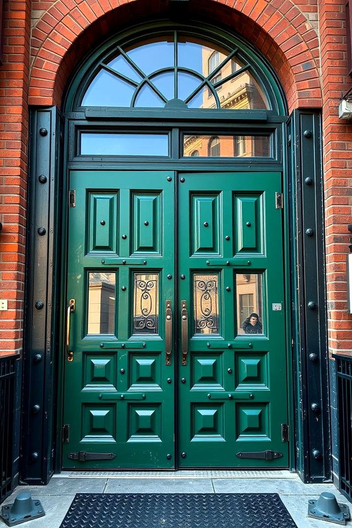 Industrial Chic Fusion - 22 Emerald Green Front Door Ideas