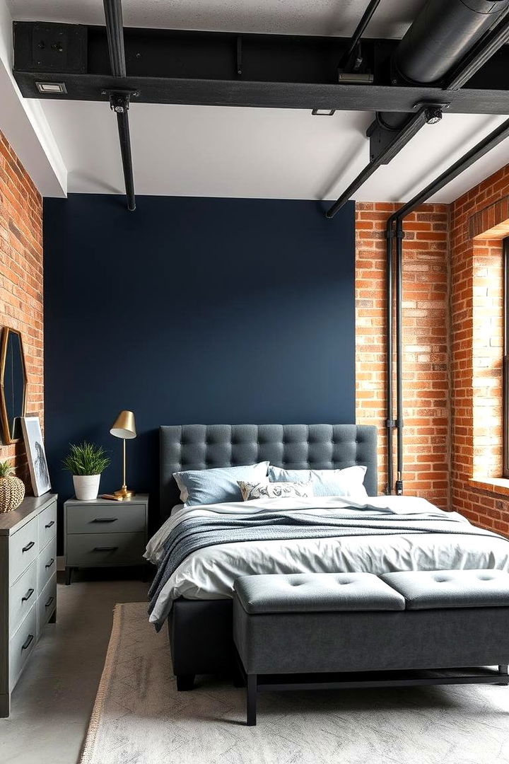 Industrial Chic Fusion - 22 Navy Blue and Grey Bedroom Ideas