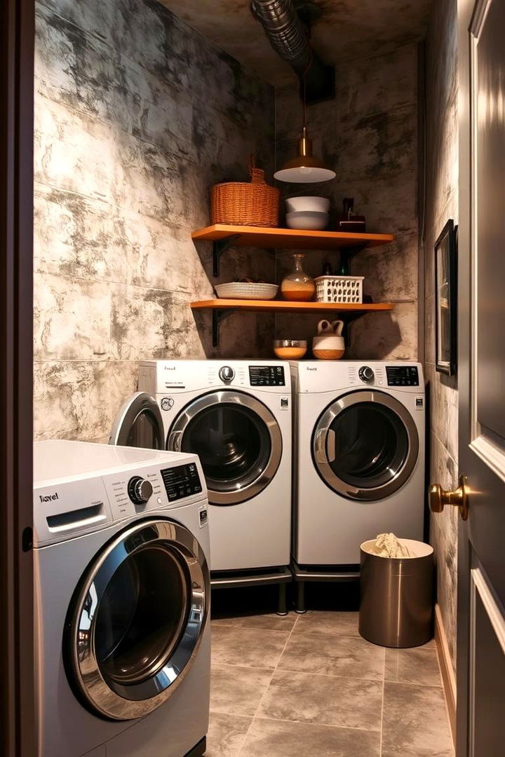Industrial Chic Laundry Displays - 22 Laundry Room Wallpaper Ideas