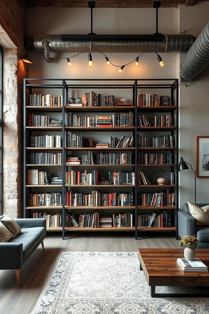 Industrial Chic Layout - 22 Living Room Bookshelf Ideas