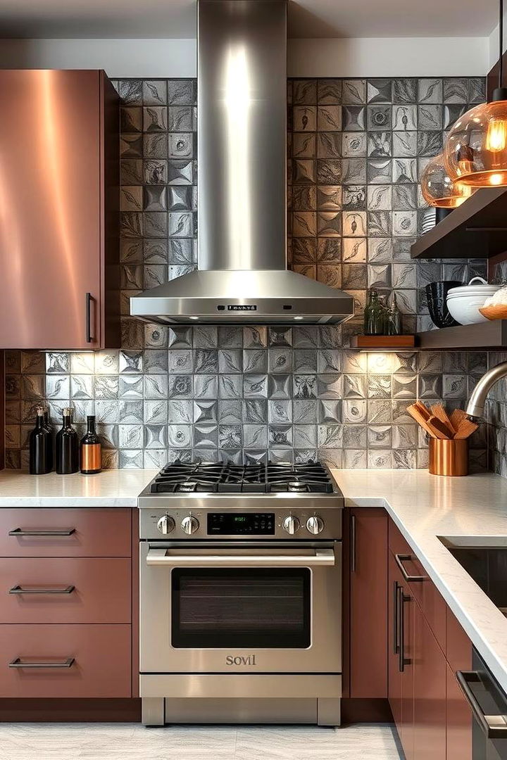Industrial Chic Metal Tiles - 22 Kitchen Backsplash Ideas