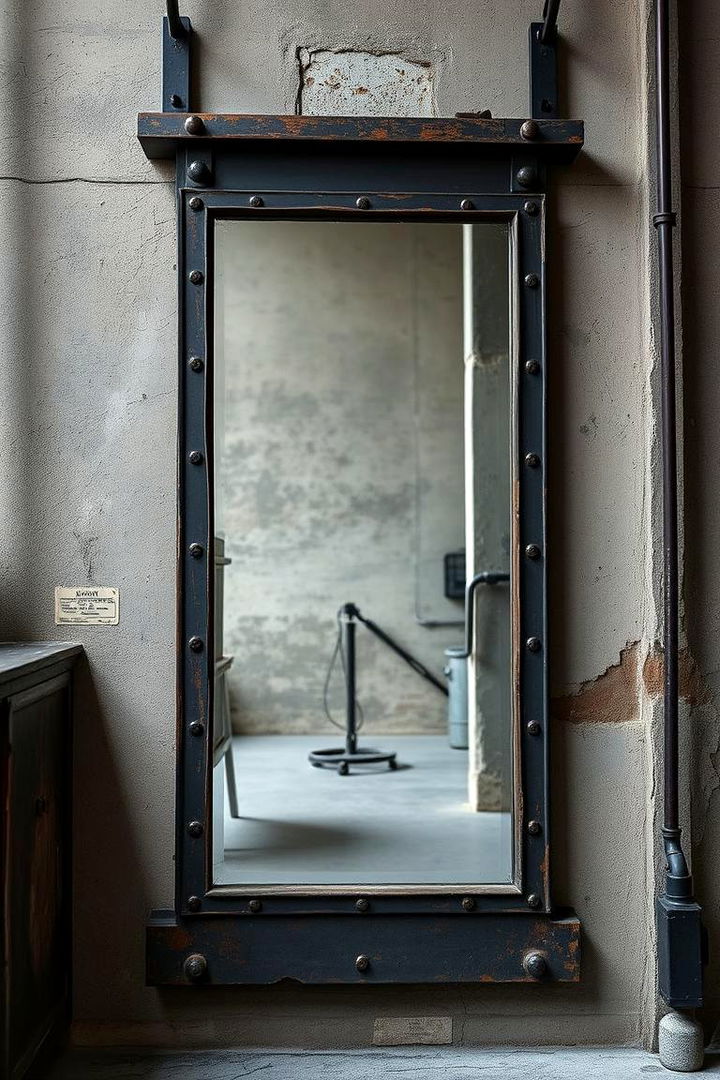 Industrial Chic Mirror - 22 Living Room Mirror Ideas